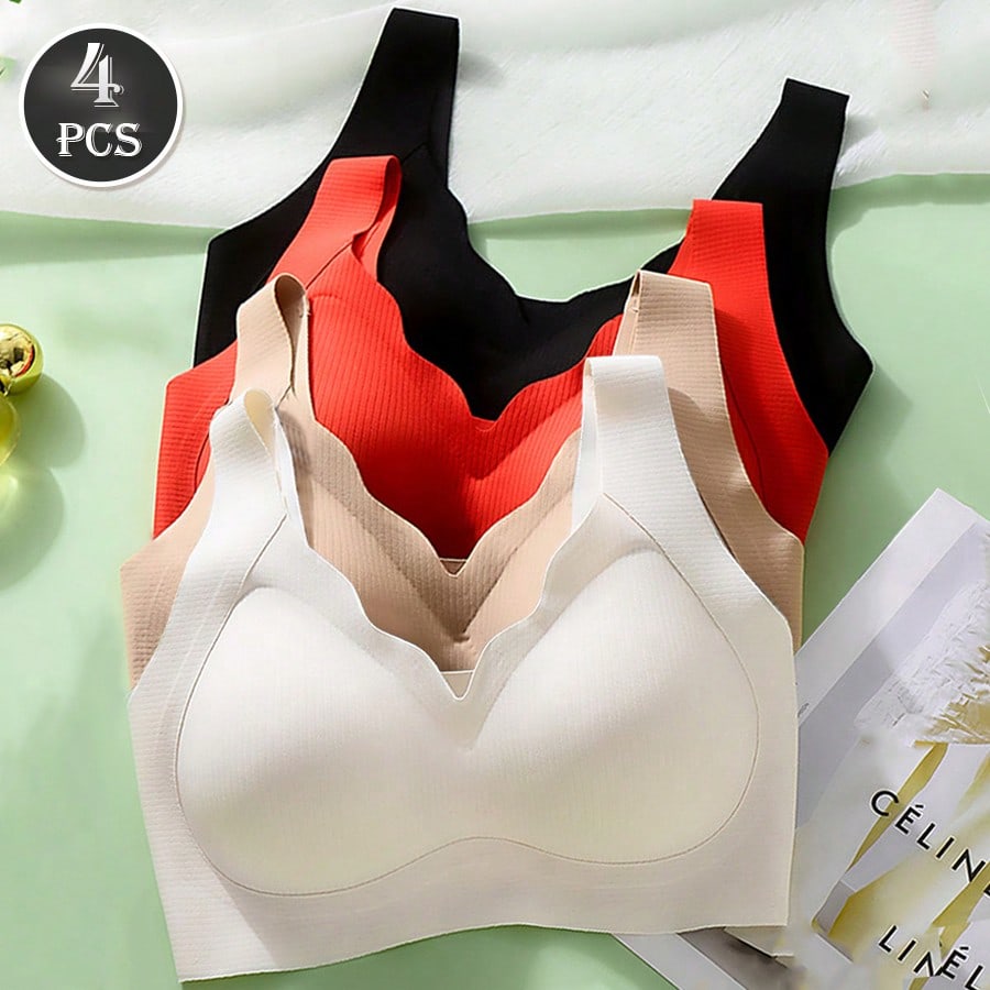 T Shirt Bra Seamless - 4개 여성용 심리스 푸쉬업 브라 무선