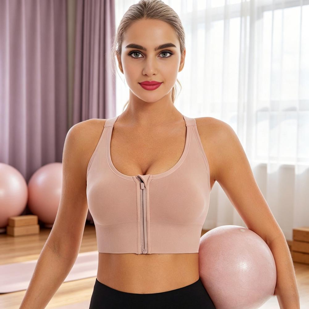 Sports Bra Racerback - 여성용 하이 임팩트 스포츠 브라, 지퍼