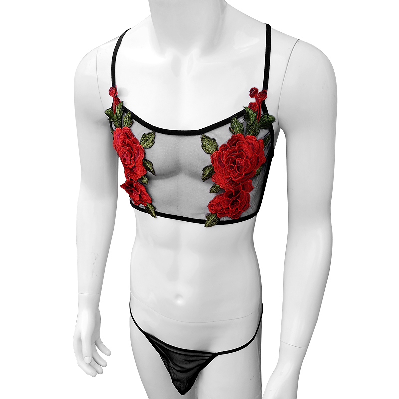 섹시한 자수 남성 시스루 쉬어 메쉬 레이스 란제리 세트 - Sheer Bra Lace 리뷰 및 가격