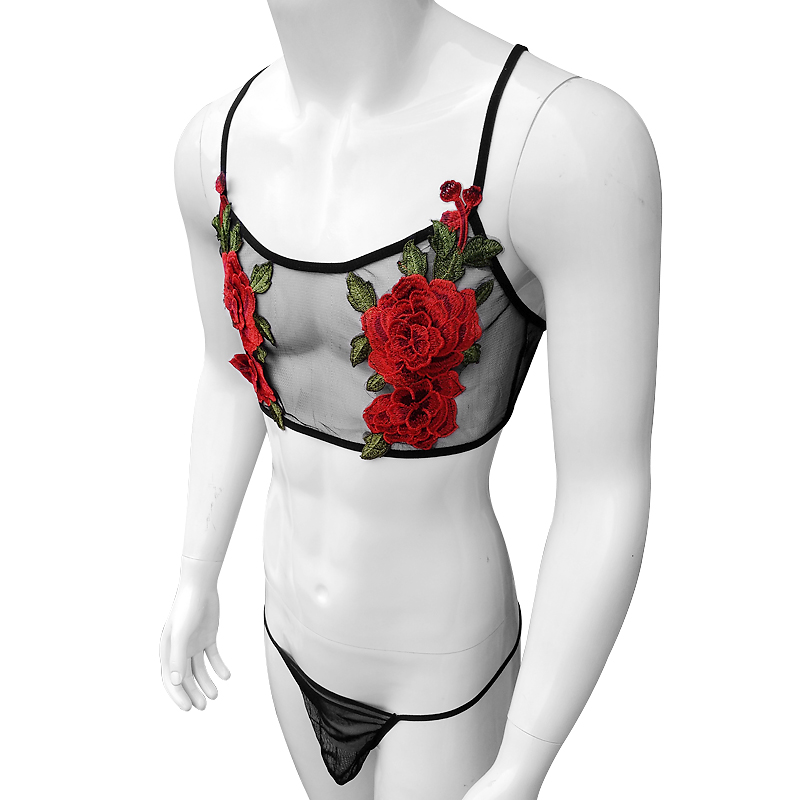 섹시한 자수 남성 시스루 쉬어 메쉬 레이스 란제리 세트 - Sheer Bra Lace 리뷰 및 가격