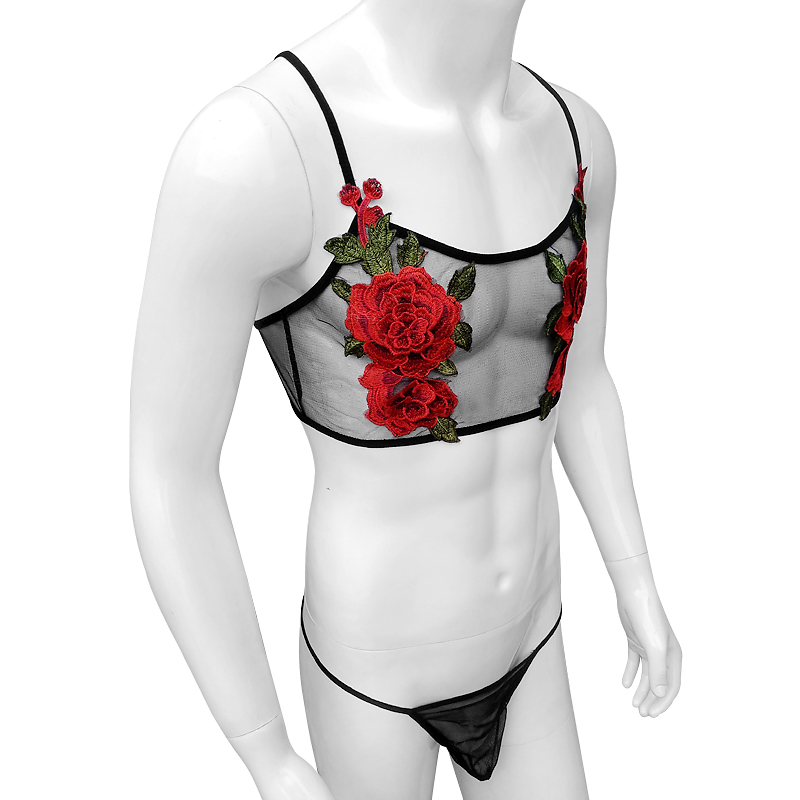 섹시한 자수 남성 시스루 쉬어 메쉬 레이스 란제리 세트 - Sheer Bra Lace 리뷰 및 가격